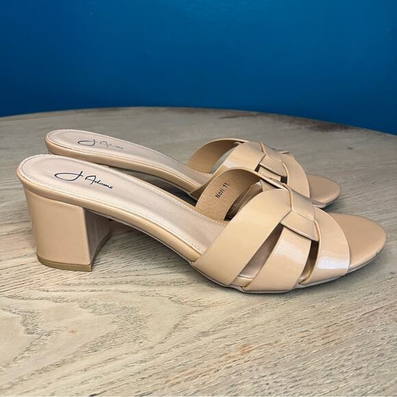 New! J. Adams Nori Mule Sandal Slip On Block Heeled Vegan Patent Nude Women’s 11 - Picture 2 of 7